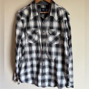 American Eagle Outfitters Men’s Western 100% Cotton Button Down Plaid Size XLT